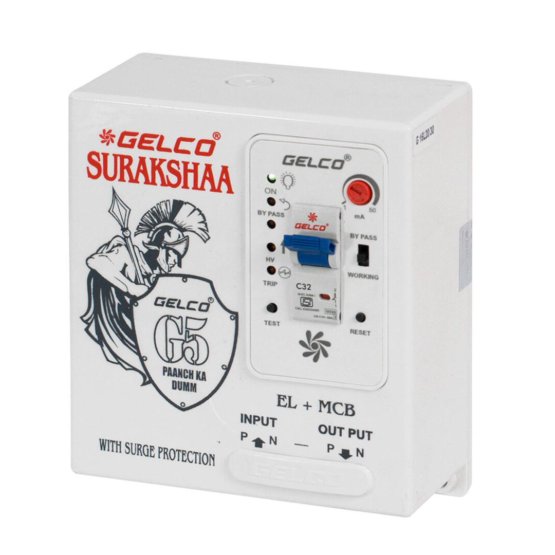 1 phase Surakshaa EL+MCB | Voltage Protection | Shock Protection
